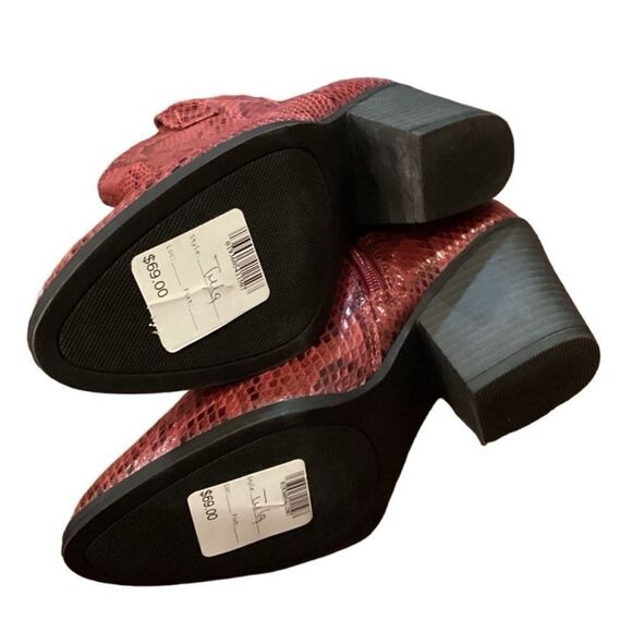 NWT SUGAR Crimson Red Snake Print Western Cowboy Bootie Zip Tula Sz 6 - Picture 9 of 12
